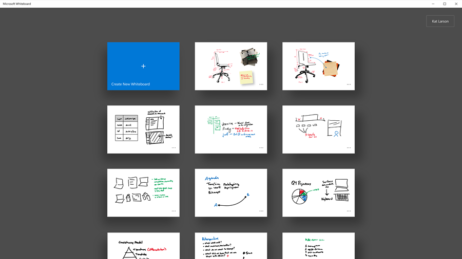 Image of a collection of Microsoft Whiteboard boards.