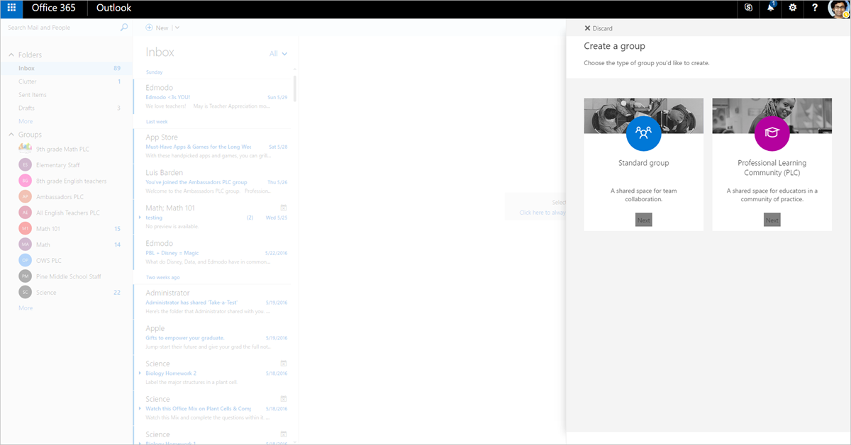 Professional Learning Community Groups in Office 365 Education 1