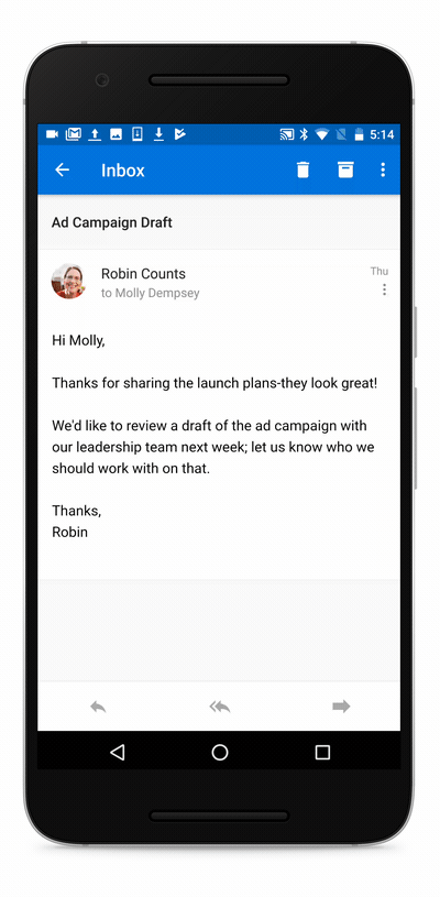 Animated image showing the how to convert an email to a task using the Wrike add-in.