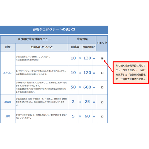 節電チェック シート (消費電力・注意喚起) 画像スライド-2