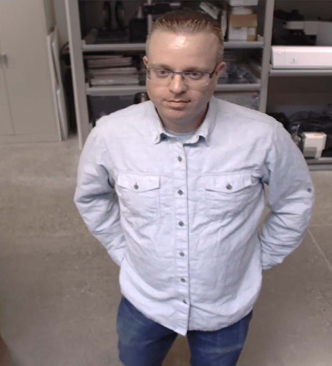 View from a camera located above a large display