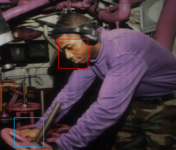 Image photographed through a T-OLED screen showing diffraction and noise degradation