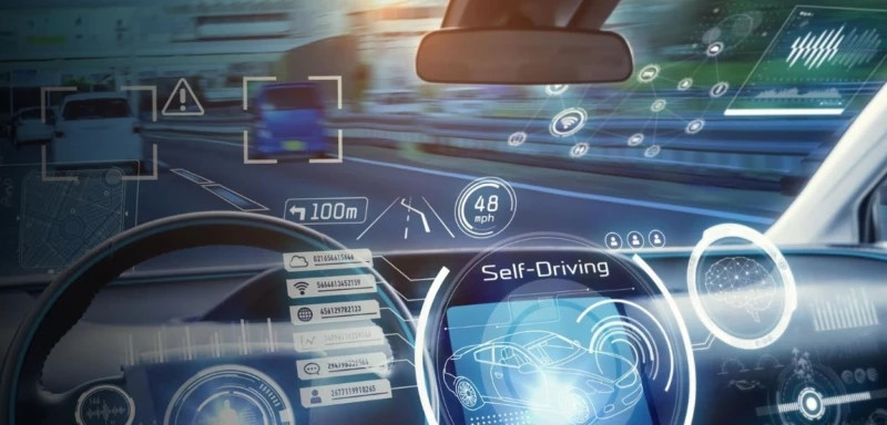 Blick aus einem Auto in die Zukunft.