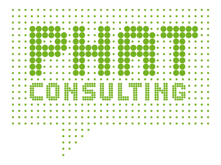 A green doted text on a black background