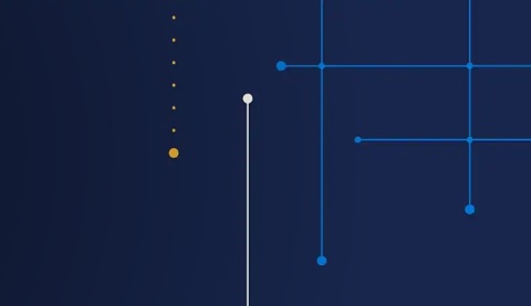 Blaue, weiße und gelbe Linien auf dunkelblauem Hintergrund
