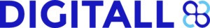 A blue letters on a black background