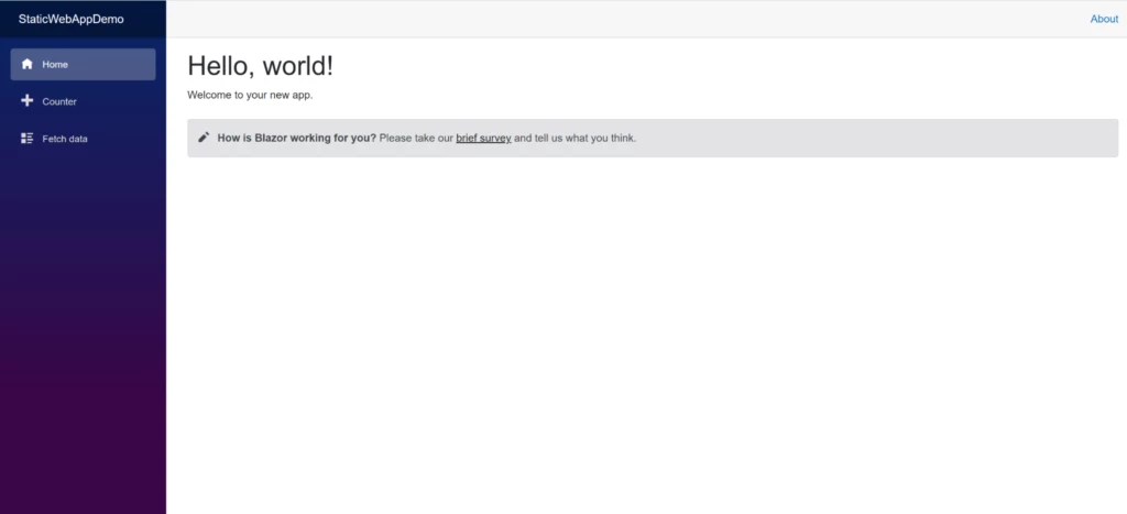The web app displaying within a browser.