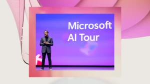 A decorative image of a speaker at the AI Tour stop in Australia.