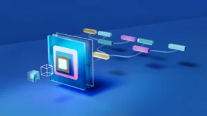 A computer generated image of a blockchain