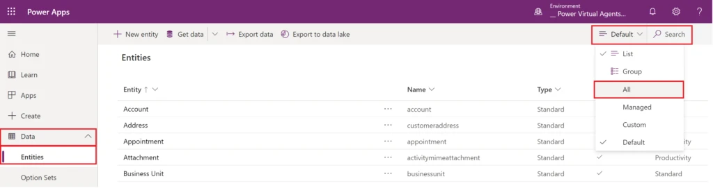 Data tab screenshot