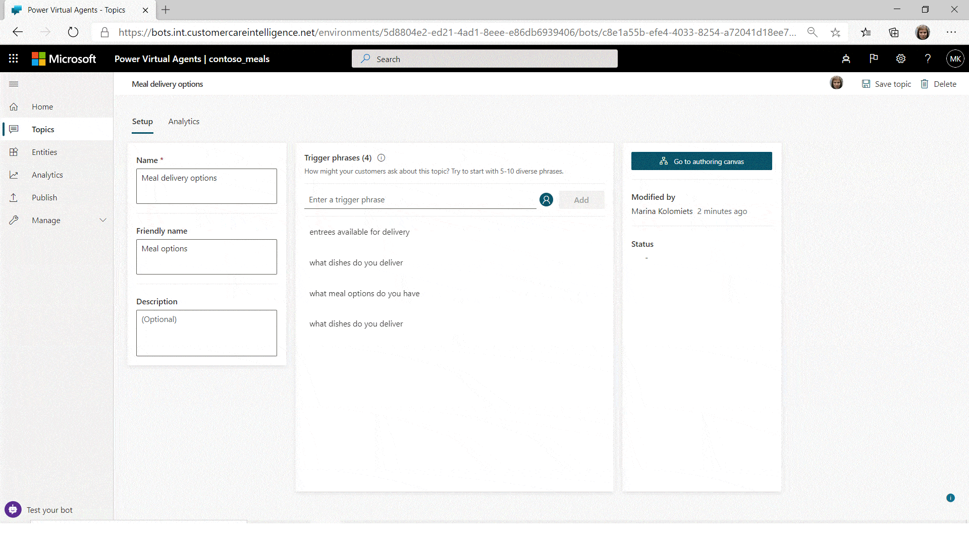 Create Bot Framework Composer content for Power Virtual Agents