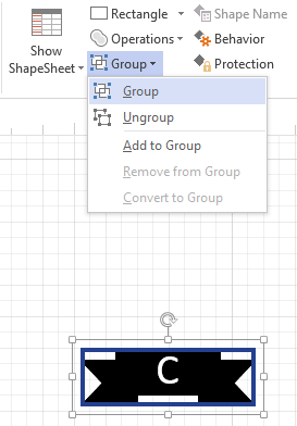 Grouping action on the Developer tab