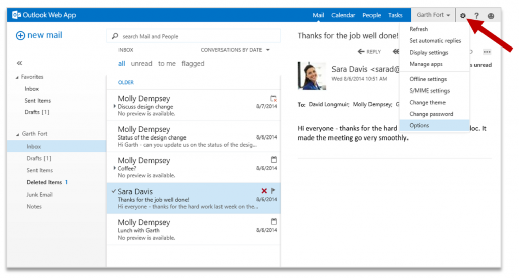 Improving Outlook Web App options and settings 1
