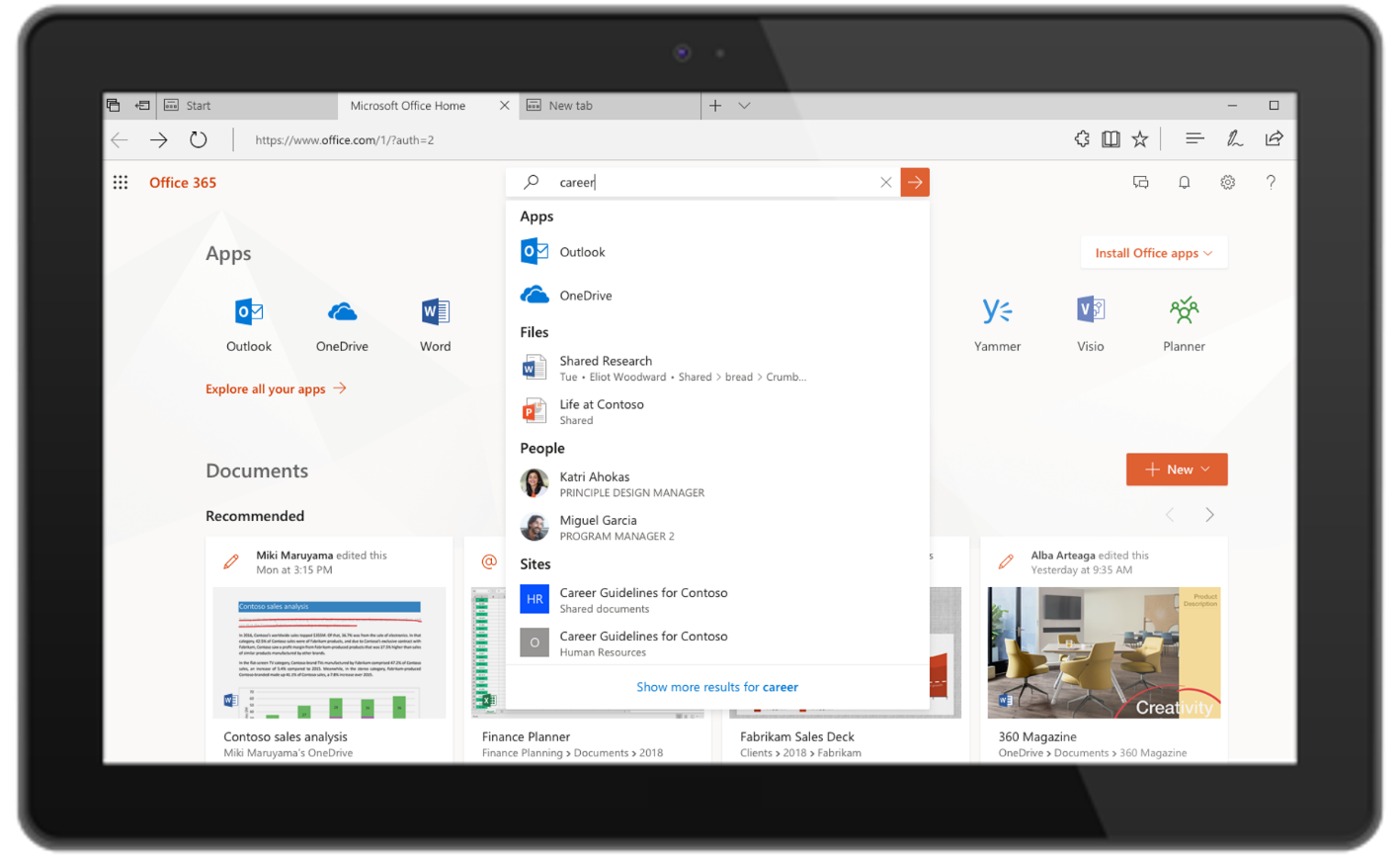 Image shows Microsoft Search in Office.com.