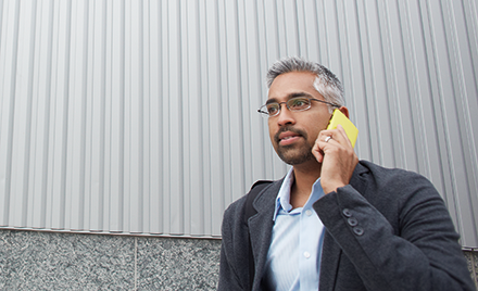 A worker on a phone