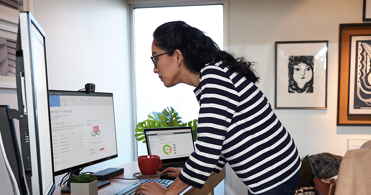 A woman working at her desk