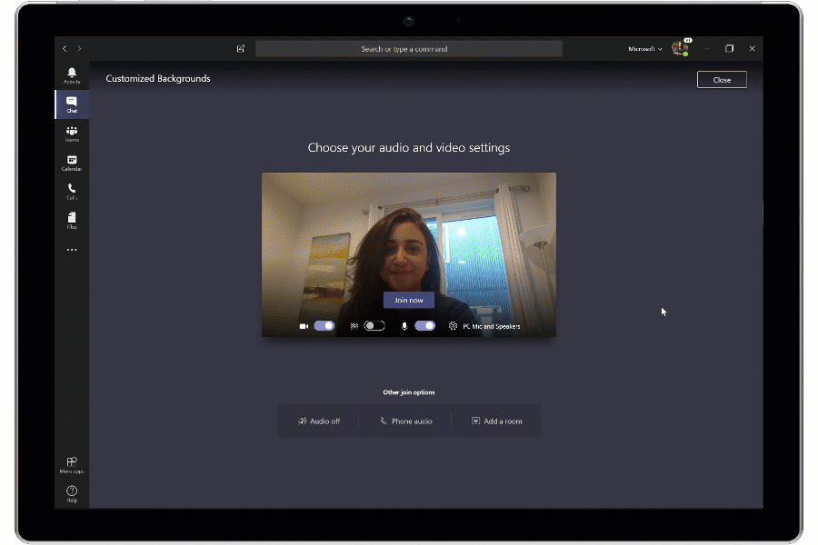 A Microsoft Teams user using background blur in a meeting.