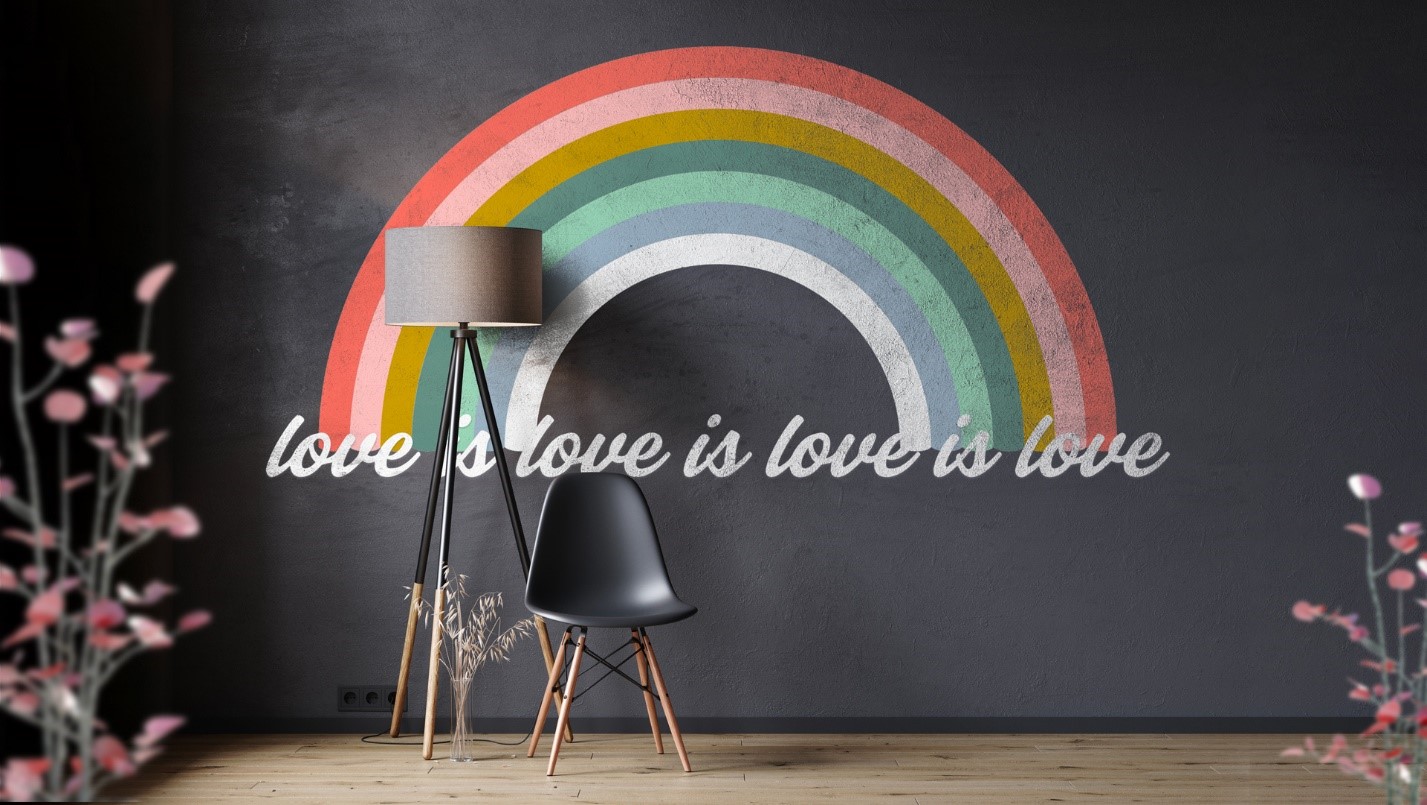"love is love is love is love" background in Microsoft Teams.