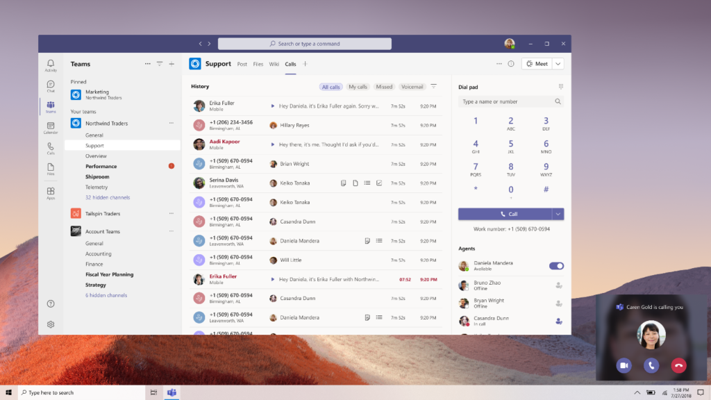 all call screenshot with call incoming in corner of screen