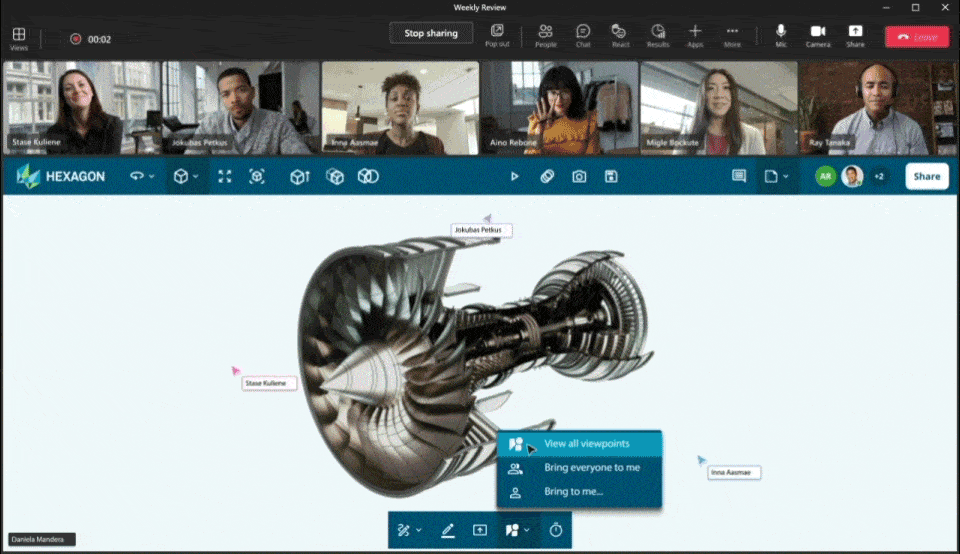 In motion demonstration of Live Share collaboration in Microsoft Teams.
