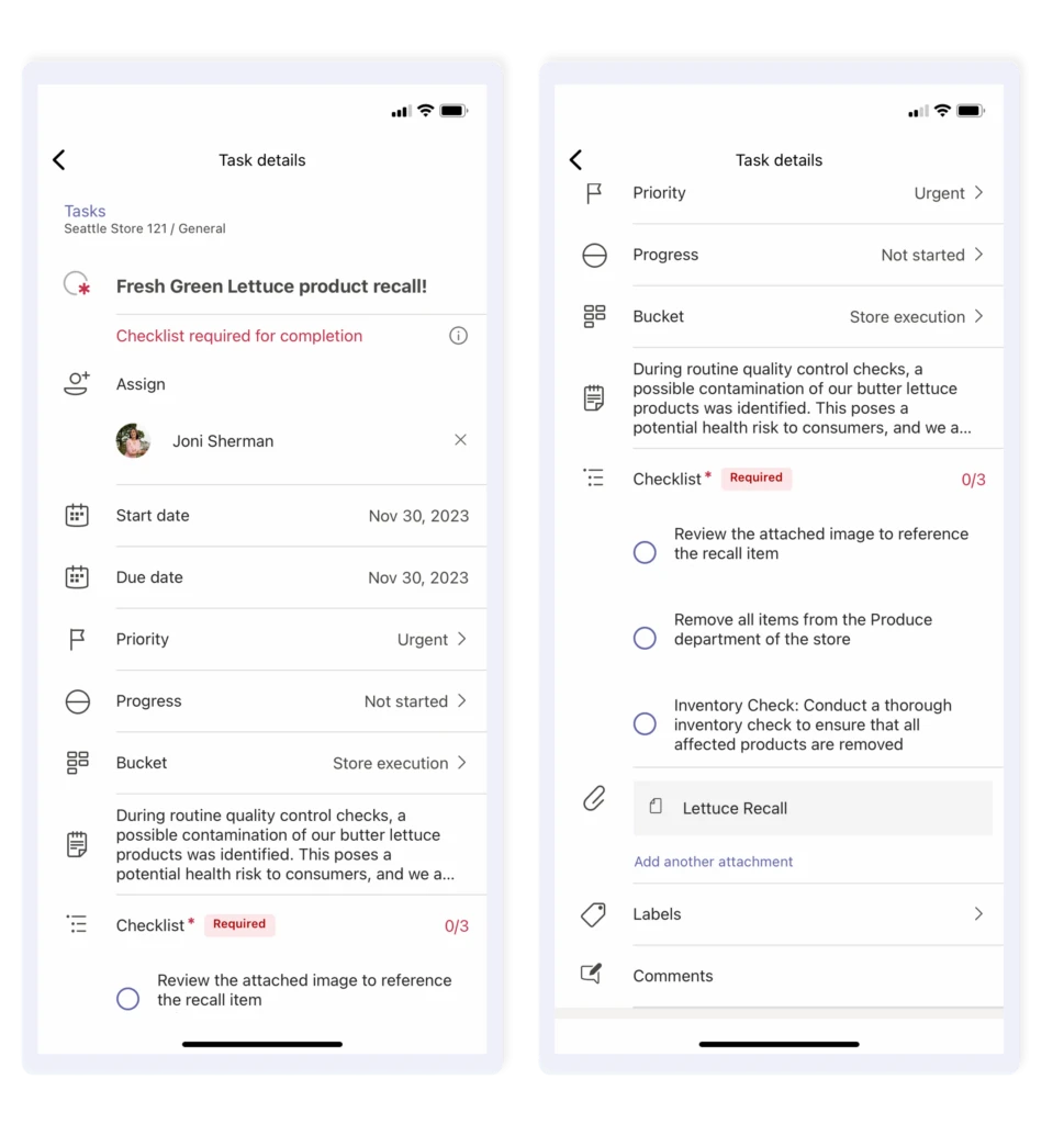 Task UI screenshot