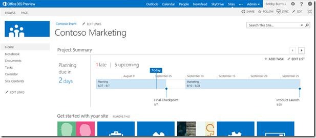 clip_image002 Office 365 preview home page