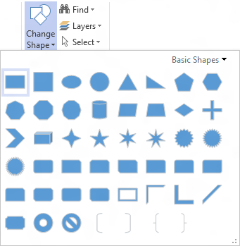 Change Shape on the Visio Home tab