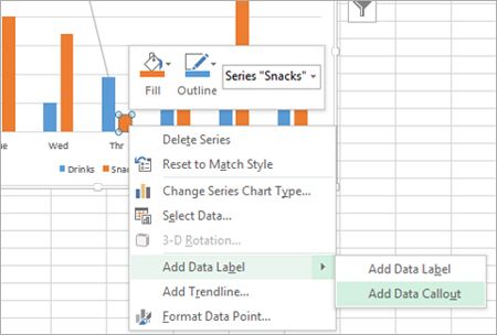 Add Data Label and Add Data Callout is selected