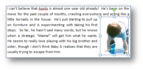 Square Text wrapping with toddler image from Office.com/images