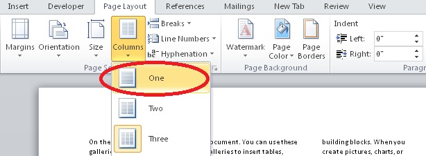 Undo columns