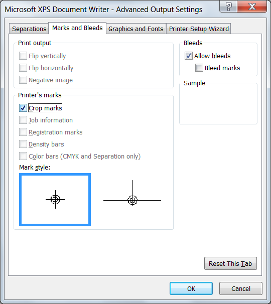 Advanced Output Settings dialog box Advanced Output Settings dialog box