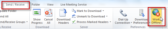Send/Receive tab