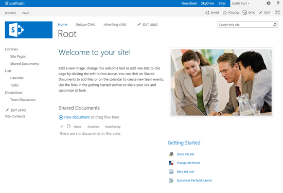 "home" view on "your site"