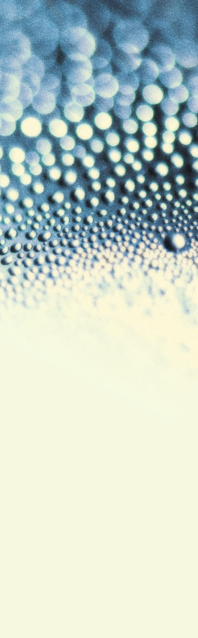 Abstract image of soft blue and teal dots forming a flowing, wave-like pattern on a light background.