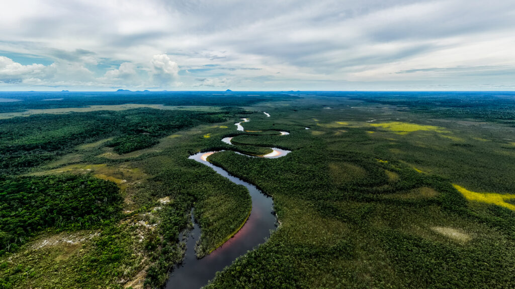 Aerial view of Cerros de Mavicure in Puerto Inirida, Guainia department, Colombia 