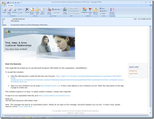 User email invitation