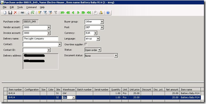 The new purchase order lines 