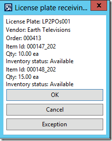 License plate receiving, step 2