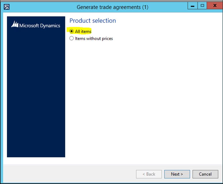 Generate trade agreements. Product selection.