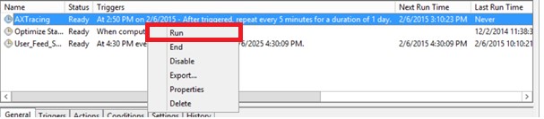 Click run when you’re ready to trace your process in AX.
