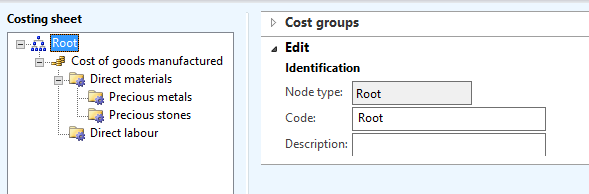 Costing sheet structure.