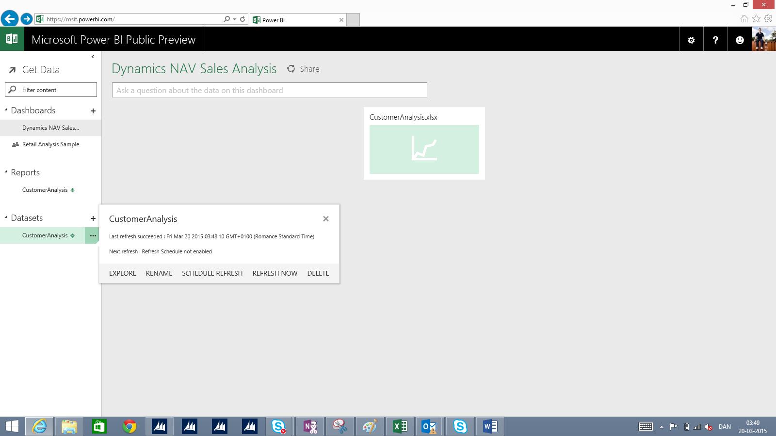 Upload and access your dataset and report.