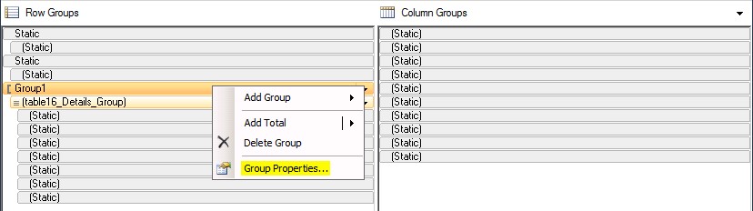 Select group properties.