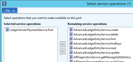 Select service operations.