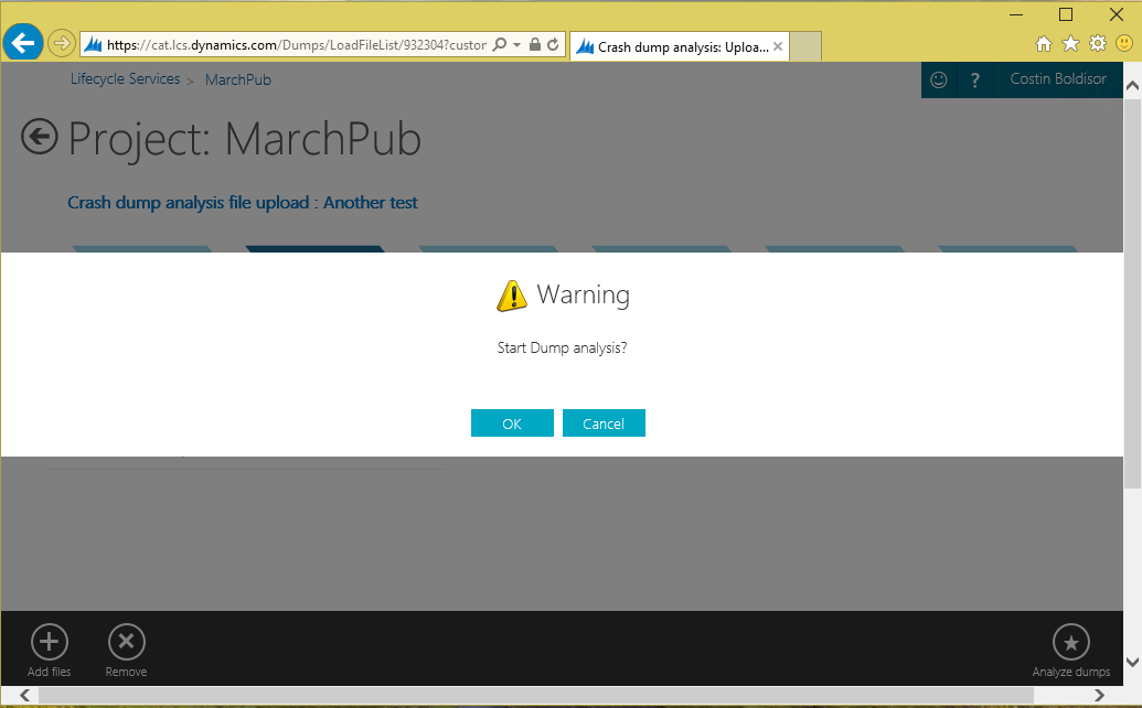 Confirm start of analysis.