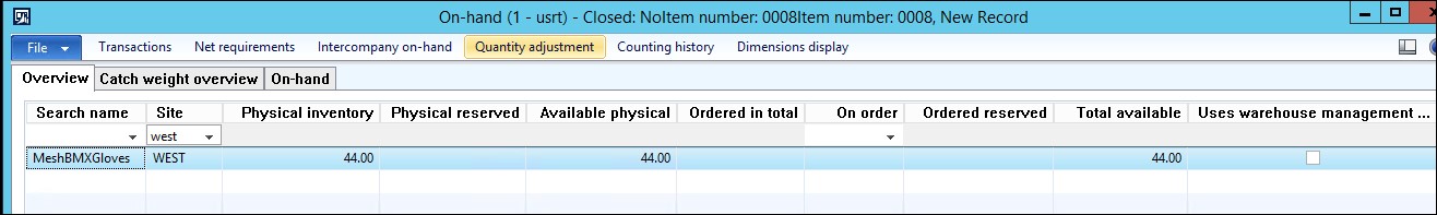 Physical inventory updated.