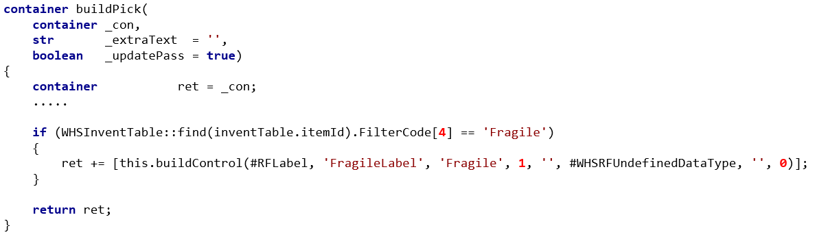 Code that is used to build the pick screens currently.