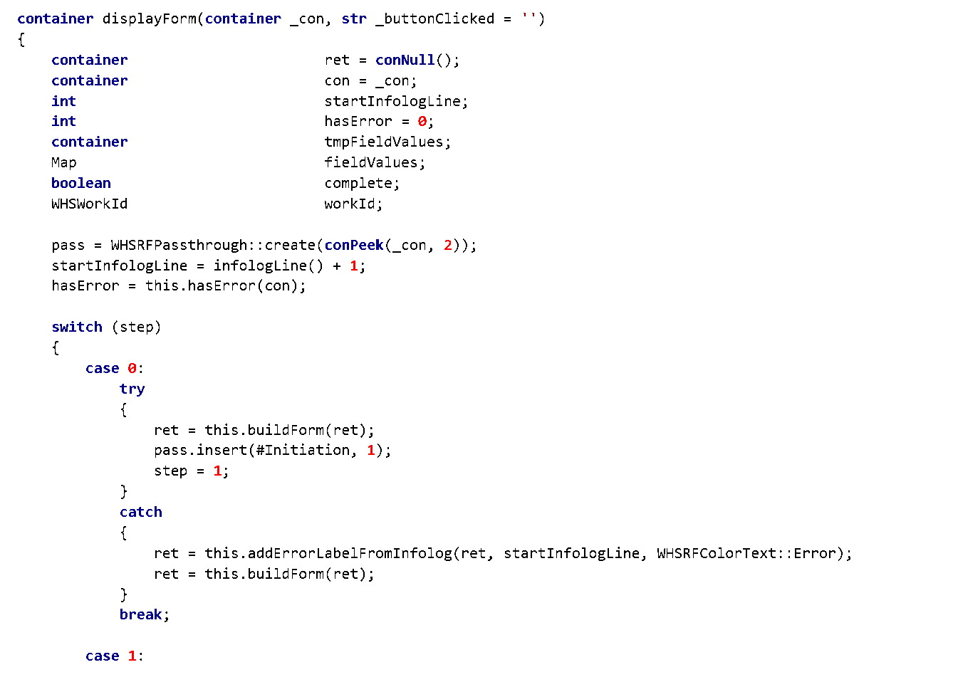 Example of the display form method.