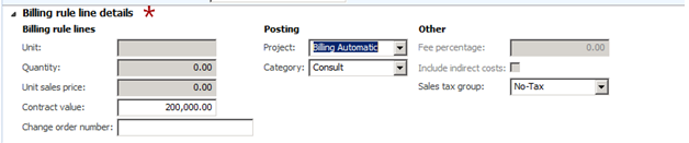 Billing rule line details.