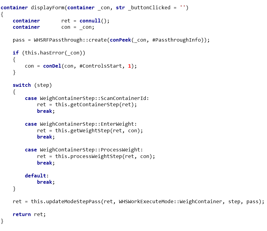 Container display form method.